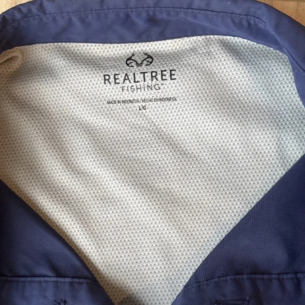 RealTree Fishing Windbreaker Zip Jacket Size L Patriot Blue Fly Fishing‎ Blue